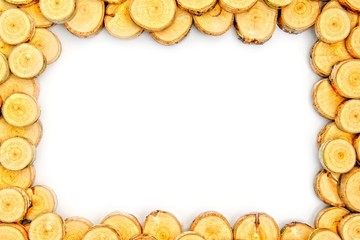 Square frame from wood isolated on white background