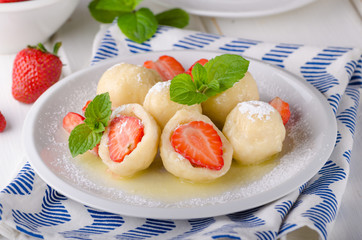 Stuffed strawberry dumplings