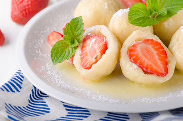 Stuffed strawberry dumplings