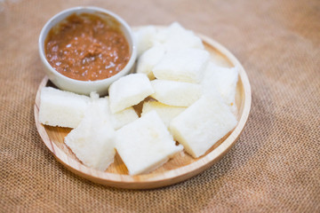 Sweet orange custard with steamed bread