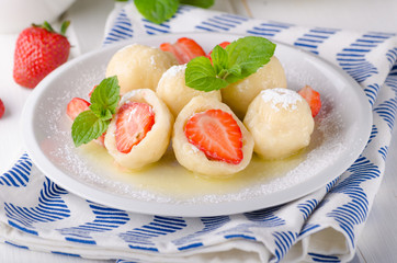 Stuffed strawberry dumplings