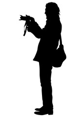 People with a camera on white background