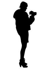 People with a camera on white background
