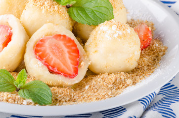 Stuffed strawberry dumplings