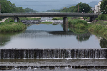 Obraz na płótnie Canvas View of Kamogawa River in Kyoto, Japan