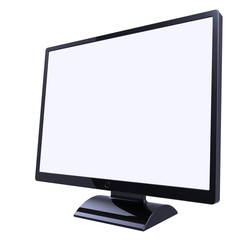 Monitor computer LCD TV screen blank desctop display black. 3d illustration isolated