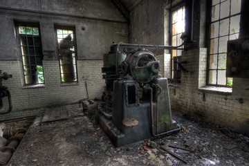 Fototapeta na wymiar Abandoned hospital with heating unit