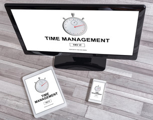 Time management concept on different devices