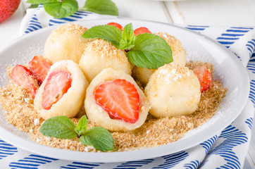 Stuffed strawberry dumplings