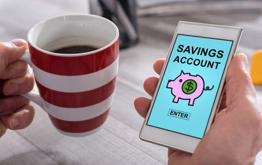Savings account concept on a smartphone
