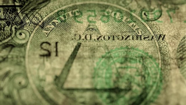 A US Dollar symbols close up macro view