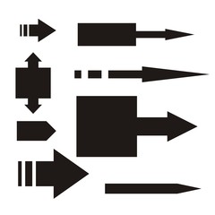 Arrows collection, flat elegant style. Set of directions, signs left, right, up down. Abstract elements for business infographic.