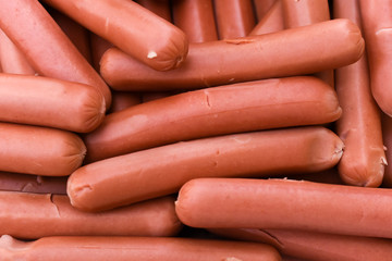 A lot of steam sausage ready to eat