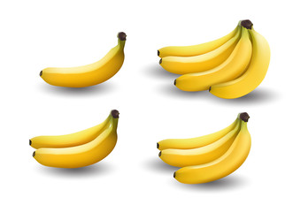 realistic illustration bananas, 3d vector icons. Banana isolated on white background, banana icon