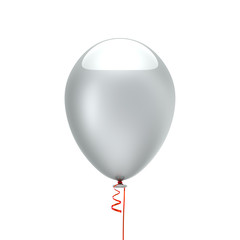 White helium balloon single blank clean. Happy birthday party, holiday, celebrate decoration basic. 3d illustration isolated