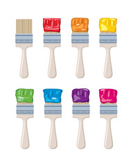 vector set of artist colorful paint brushes