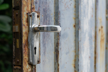 Steel Door Handle and Rust Door