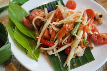 Thai Papaya Salad Tomato Organic Food 