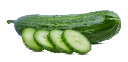 Fresh cucumber isolated on white background with clipping path