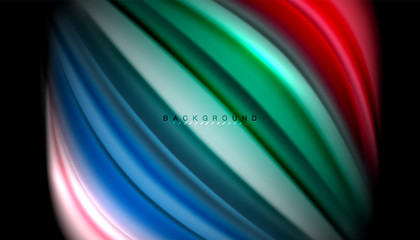 Fluid wavy multicolored lines on black