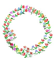 handdrawn colorful wreath with flowers for invitation, weddings,  marriage, birthday cards.   y