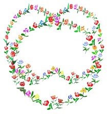 handdrawn colorful wreath with flowers for invitation, weddings,  marriage, birthday cards.  