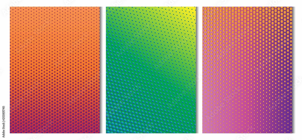 Poster Abstract colorful of geometric circle shapes halftone pattern. Texture pixel Curved mosaic dotted background.