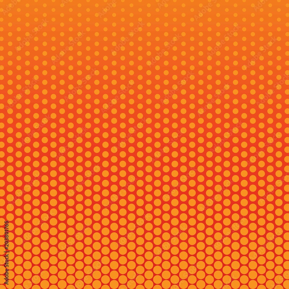 Aufkleber Abstract red and orange color of circle shapes halftone pattern. Texture pixel Curved mosaic dotted background.