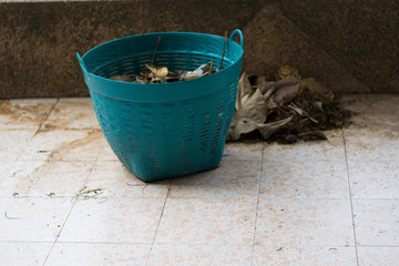 Naklejka premium blue plastic basket bin