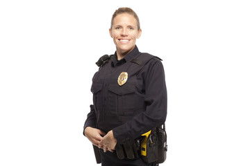 Happy female police officer