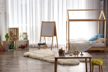 Modern child room interior setting. Idea for home design