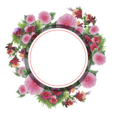 Wildflower  flower frame in a watercolor style.Aquarelle wild flower for background, texture, wrapper pattern, frame or border.