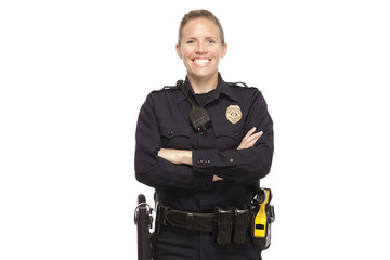 Female police officer with arms crossed