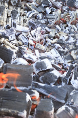 a lot of charred, charcoal, ash. The tree just burned down