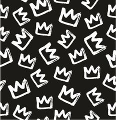 Pen Crown Seamless Pattern & Background Freehand Set 01
