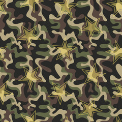Seamless military camouflage texture. Army green hunting, camouflage background for textiles and design. Vector graphic illustration. Fashionable style
