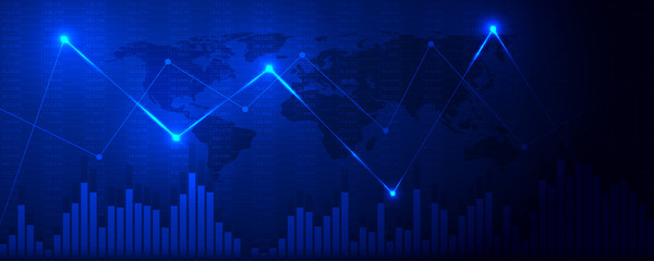 Financial data graph chart, vector illustration. Abstract background with graph chart finance. Business concept.