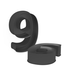 Metal baking anodized nonstick or PTFE cake pan set like mathematical digit 9 on white background, 3D rendered
