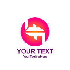 Circle pink initial letter logo design template element