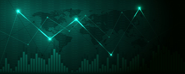 Financial data graph chart, vector illustration. Abstract background with graph chart finance. Business concept.