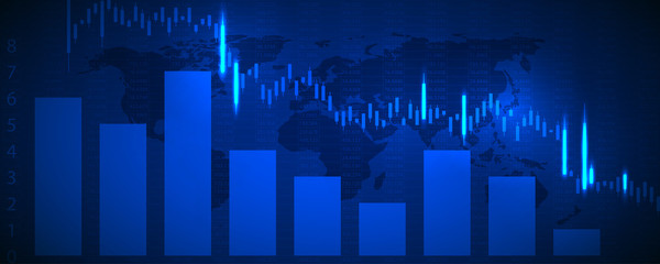 Financial data graph chart, vector illustration. Abstract background with graph chart finance. Business concept.