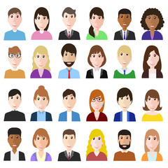 Group og working people diversity, diverse business man and woman avatar icons, stock vector illustration of flat design