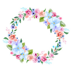 wreath of flowers in watercolor