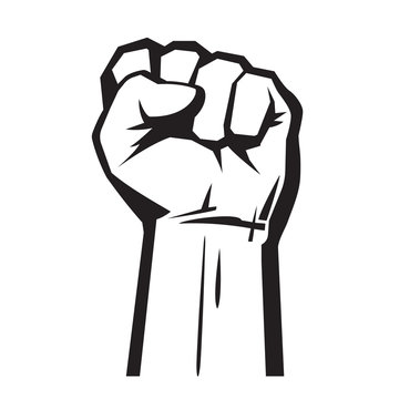 Raised hand with fist