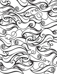 Fototapeta premium Vector Color Hand drawing Wave Sea Background. Abstract ocean texture. Textile with wave motives.