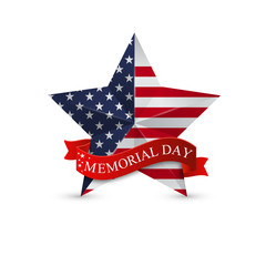 Memorial Day with star in national flag of United States. National holiday of the USA. Vector illustration.