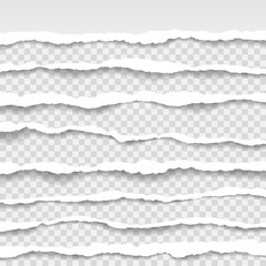 torn paper edges, seamless horizontally texture, vector isolated in space for advertising, banner of web page, border and header, print concept of illustration