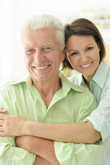 Obraz premium senior man with adult daughter