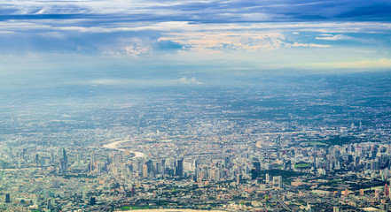 Bangkok city  landscape, Thailand, Aerial top view
