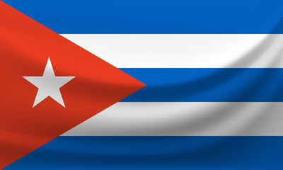 Waving national flag of Cuba. Vector illustration